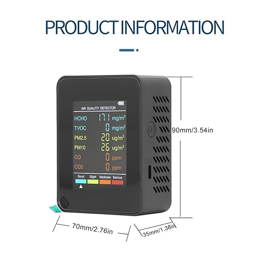 CO2 Monitor, Indoor Air Quality Meters Portable Carbon Dioxide Detector, LCD Backlight Screen CO2 TVOC HCHO PM2.5 PM10 Tester with Alarm Clock, for Home, RV, Grow Tents (Black)