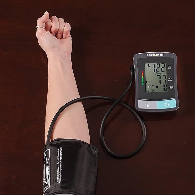 HealthSmart Digital Standard Wrist Blood Pressure Monitor with Automatic Adult Cuff That Displays Pulse Rate and Irregular Heartbeat Stores up to 60 Readings for 2 Users