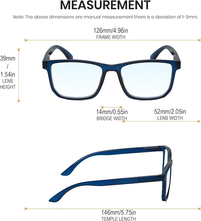 Calabria R861 Rectangular Blue Light Blocking Reading Glasses Men Women Trendy Eyeglass Work Gaming Computer Readers w/Case