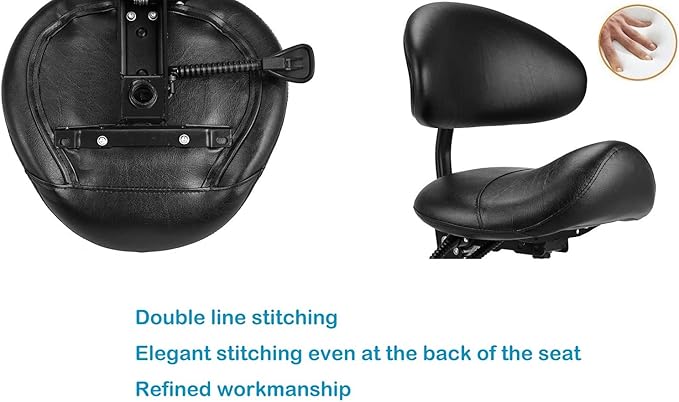 Saddle Stool Chair With Back Support - Ergonomic Rolling Saddle Stools with Wheels Heavy Duty Hydraulic Swivel Adjustable Stool Esthetician Chair for Massage Hair stylist Salon Tattoo office (Black)
