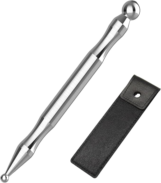 Stainless Steel Acupuncture Pen for TMJ Relief, Jaw Massager Pen for Jaw Clenching, Acupressure Facial Tool for Face Reflexology and Full-Body Pressure Point Massage