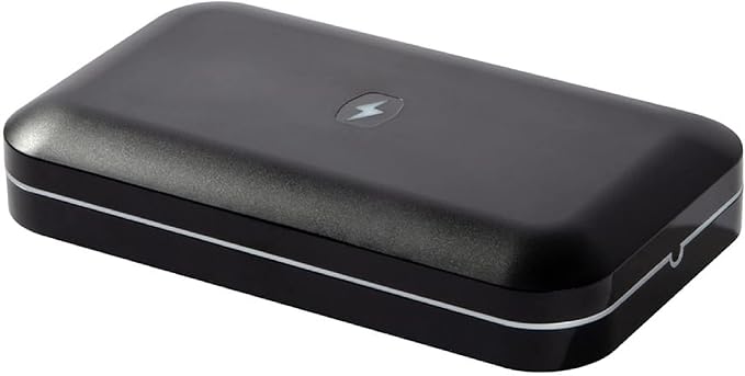 PhoneSoap 3 UV Cell Phone Sanitizer & Dual Universal Cell Phone Charger Box | Patented & Clinically Proven 360-Degree UV-C Light Sanitizer | Disinfects and Charges All Phones (Black)