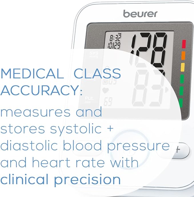 Beurer BM31 Upper Arm Blood Pressure Monitor for Home Use, Large Cuff | Automatic & Digital, 2-Users, XL Display, Irreg. Heartbeat Detector, Universal Cuff Circ. 8.7”-16.5”