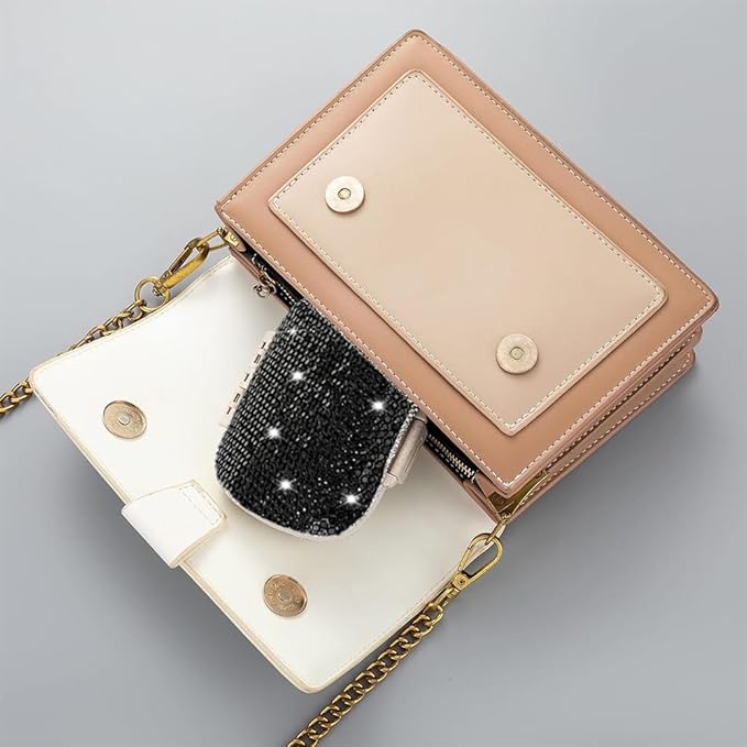Daily 6 Compartments Pill Box Container Bling Diamond for Purse Medicine Container Holder for Women Travel Kit Medicine (Black)