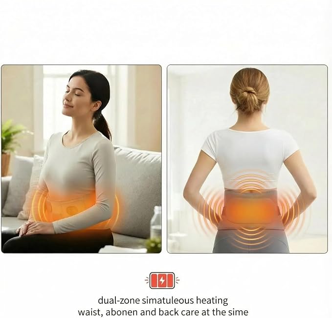 Cordless Heating Pad with Massager for Back Pain Relief, 10000mah Portable Lower Back Massager 63" Large Heating Pad for Cramps with 3 Heat 3 Vibration, Gifts for Women Men Mom Dad Seniors