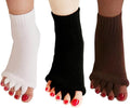 AIBEARTY 3 Pairs Yoga Sport Gym Five Toe Separator Socks Foot Massage Toeless Socks