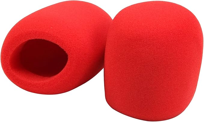 Fielect 2Pcs Microphone Cover Sponge Foam Mic Cover Handheld Microphone Windscreen Shield Protection Micro Foam Filter Red for KTV Broadcasting