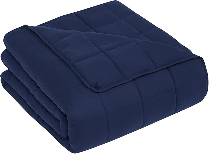 CuteKing Weighted Blanket for Adults(20lbs, 60"x80", Navy Blue) Heavy Blanket for 180-190lbs, Weighted Blanket for Cooling & Heating with Premium Glass Beads, Thick Blanket for Adult All-Season