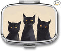 Metal 2 Compartment Pill Organizer Travel Friendly Portable Compact Pill Box Cute Pill Case to Hold Vitamins,Fish Oil,Supplements,Meds,Tablet for Purse,Pocket. (Three Cats)