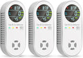 Carbon Monoxide Detectors & Natural Gas Detector, 4-in-1 Carbon Monoxide Detectors Plug in, Gas Leak Detector with Dual Alarms, Temperature & Humidity Sensor for Home, RV, White, 3 Packs