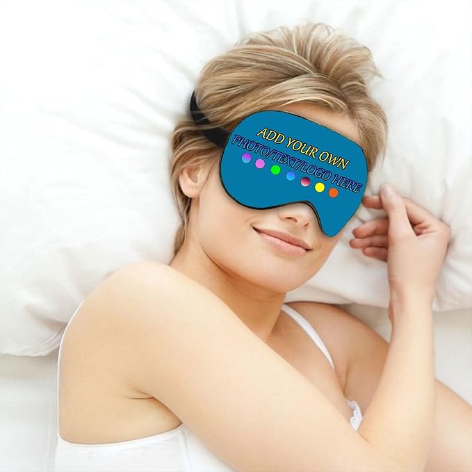 Personalized Eye Mask, Custom Eyeshade Blindfold Add Your Design Image Text Customized Eye Cover with Adjustable Strap for Sleeping Travel Work Naps Blocks Light, Ultramarine