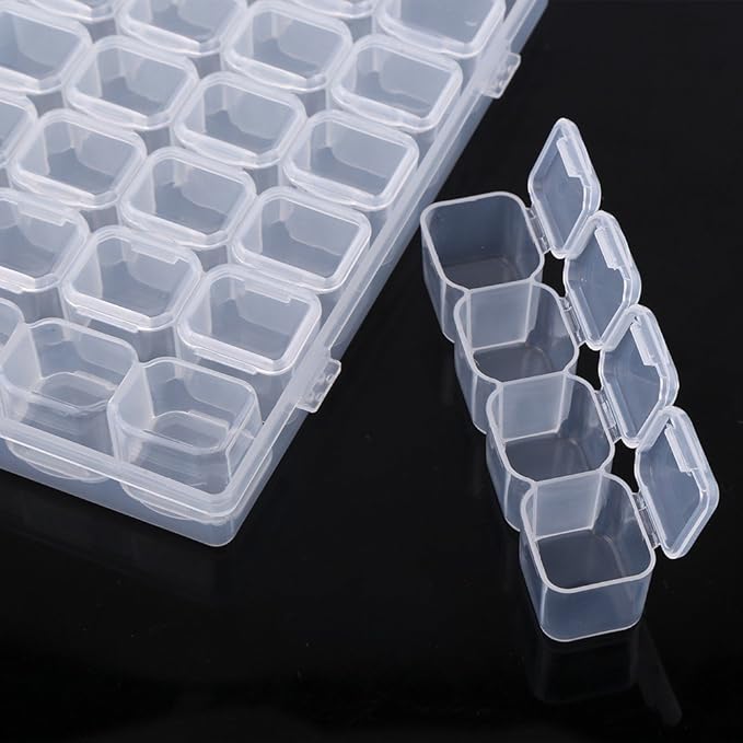 Box, Jewelry Organizer Clear Plastic 28 Slots Adjustable Tablet Jewelry Storage Box Container