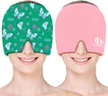 Migraine Relief Cap, Soothing Headache Ice Face Mask Products, Hot and Cold Therapy, Migraine Headache Relief Cap for Migraine, Sinus, Puffy Eyes, Tension, Stress and Hangover (Pink+Green)