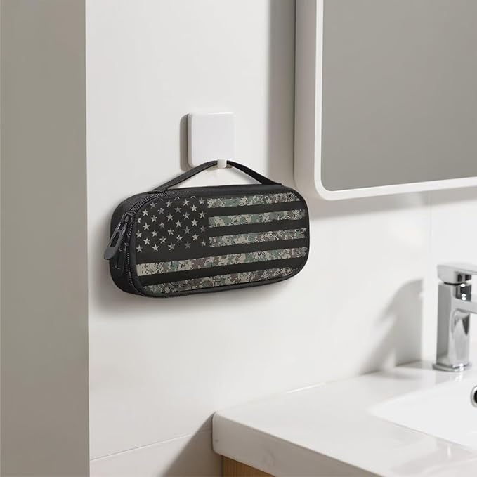 Rnyleeg American Flag Diabetic Bags for Supplies Army Green Camo Insulin Cooler Travel Case Portable Diabetic Travel Case for Insulin Pens Diabetes Supply Case with Handle