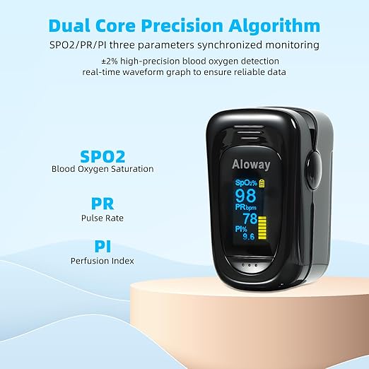 Oxygen Meter Finger Pulse Oximeter, Pulse OX, Pulse Oximeter with Pulse Monitor, SpO2 Reading Home Outdoor Sports (Black)