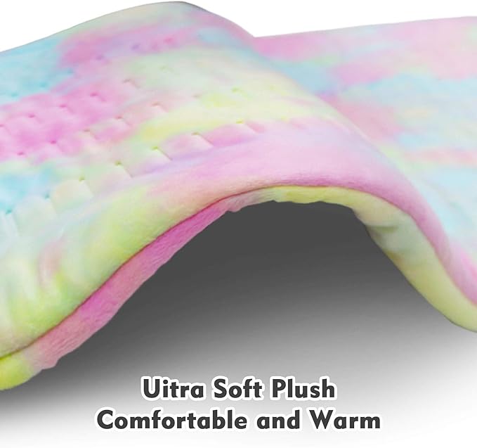 GOQOTOMO Electric Heated Pad for Back/Waist/Abdomen/Sh-oulder/Neck Pain and Cramps Relief - Moist and Dry Heat Therapy with Auto-Off Hot Heating Pad by-Rainbow