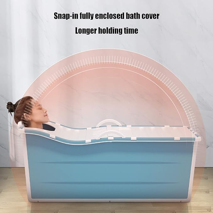 Foldable Bathtub for Adult, Portable Tub for Hot/Ice Bath for Home Camping Travel Shower, 53 x 21 x 20 Inch