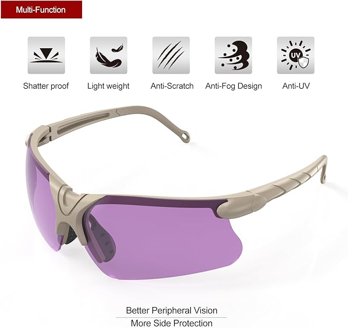 xaegistac Shooting Glasses with Case Anti Fog Hunting Safety Glasses for Adults