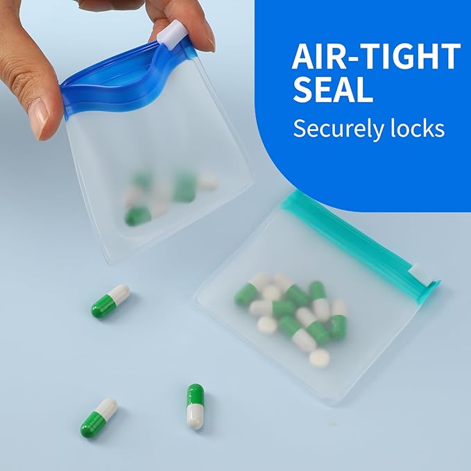 21PCS Pill Pouches, Pill Organizer Travel, Clear Pill Baggies, Plastic Pill Bags with Slide Lock for Medicine Small Items Storage (Classic)