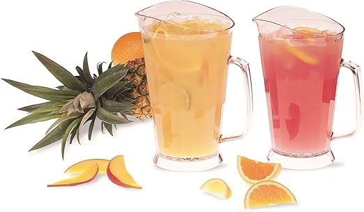 Carlisle FoodService Products Crystalite Tall Pitcher Rounded Pitcher for Restaurants, Catering, Kitchens, Plastic, 60 Ounces, Clear