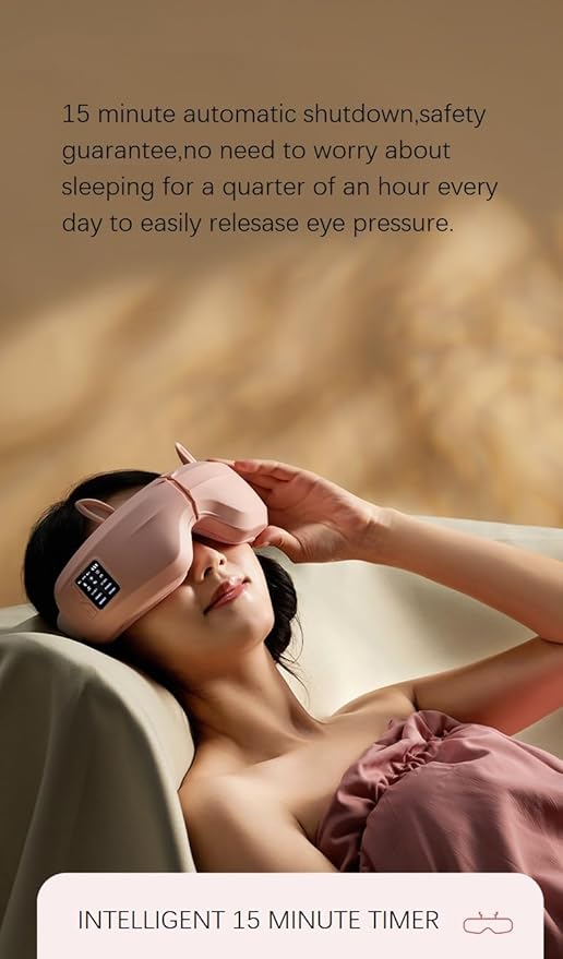 Eye Massager with Airbag Kneading,Constant Temperature Hot Compress, Multi-Frequency Vibration and Bluetooth Music (Large, Rabbit-Pink)