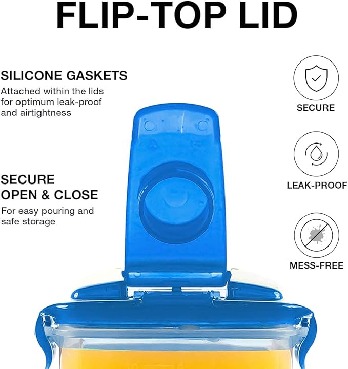 LocknLock Aqua Fridge Door Water Jug with Handle BPA Free Plastic Pitcher with Flip Top Lid Perfect for Making Teas and Juices, 2 QT, Blue (Pack of 5)