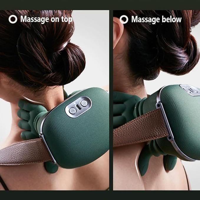 ZoserX - Bionic Heated Massager, Portable Shiatsu Neck and Back Massager, Electric Deep Tissue 4D Kneading Massage, Simulated Human Hand Design for Pain Relief and Muscle Relax (Green)