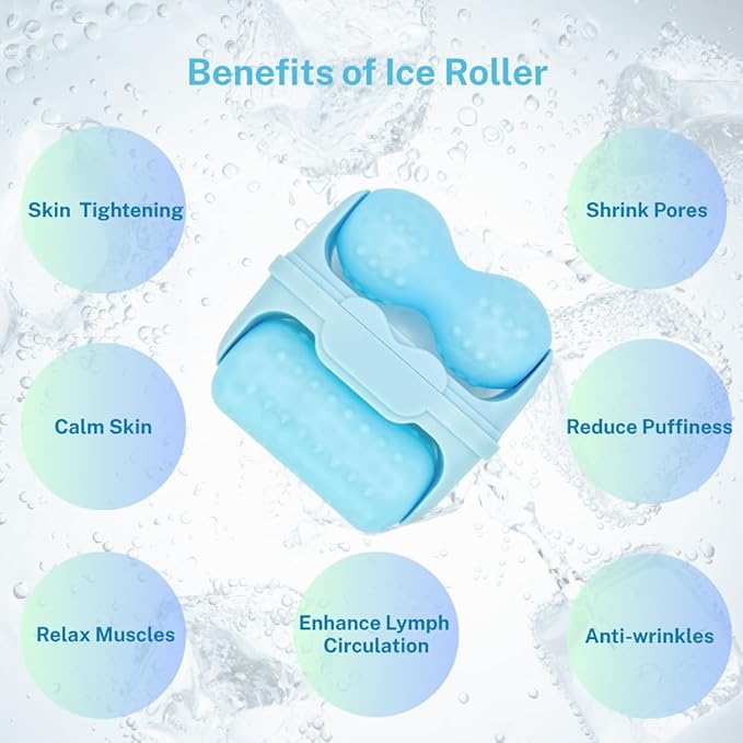 2in1 Ice Roller for Face and Body Shaping, Cooling Therapy - Reduce Puffiness and Skin Tightening, Self-care Gift