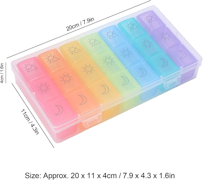 2pcs 21 Slot, Weekly Travel Organizer Portable 3 Times a Day Dispenser Pills Storage Container Case Tablet Box Dispenser Case Planner