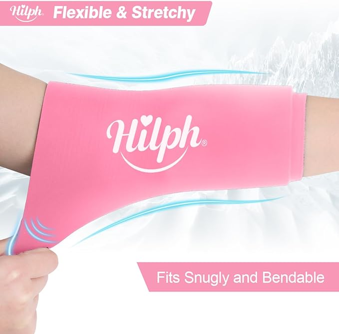 Hilph Elbow Ice Sleeve Arm Ice Packs for Injuries Reusable, Flexible Gel Cold Compression Sleeve for Tennis Elbow, Golfers, Tendinitis Pain Relief, Ideal Gift for Women, Girls, Medium, Pink
