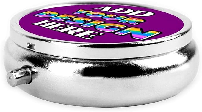 Custom Travel Pill Box, Medicine Pill Organizer Case Container Travel Pill Holder Vitamin for Boxes Med Wallet Portable Mini Pastillero Round, Purple01, Personalized Gifts