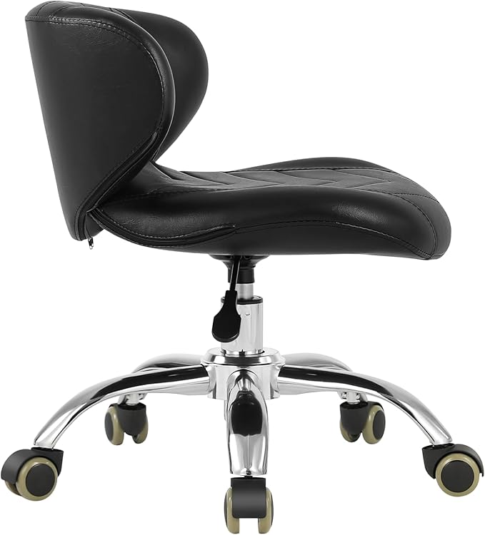 Pedicure Stool Hydraulic Height Adjustable with Back Support for Nail Salon Manicure Tech Pedicure Spa (Black)