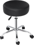 ZenStyle Salon Stool Tattoo Chair Medical with Wheels, PU Leather Adjustable Height Swivel Stool with Backrest for Spa, Massage, Office, Home and Bar Use, Black (Unbacked)