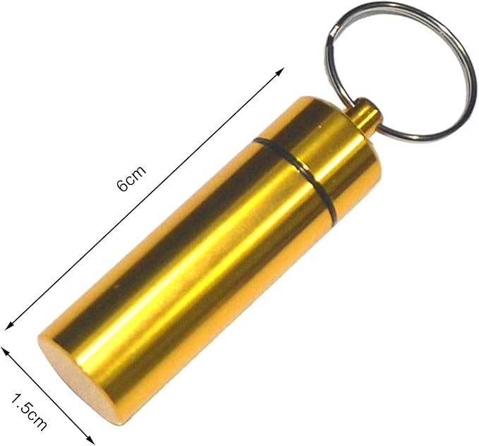Sealed Jar Keychain Screw Lid Aluminum Alloy Waterproof Portable Small Travel Medicine Bottle Hanging Mini Tablet Pill Storage Bottle Container Holder Key Ring Dark Blue