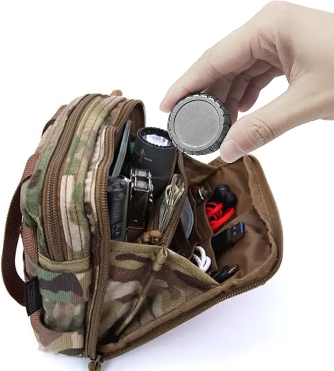 Titanium Waterproof Pill Case Travel Pill Organizer Bottle EDC Capsule Container Portable Pocket Metal Box with Chain for Camping, Hiking, Fishing, Titanium, Stone Washed