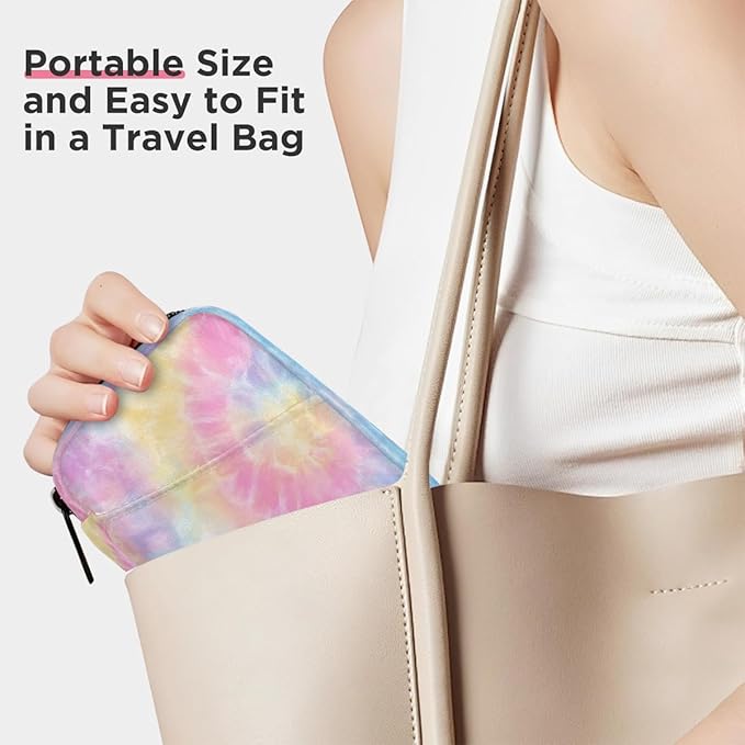 Tie Dye Beautiful Rainbow Pill Case Travel Pill Organizer Weekly 7 Day Portable with Zipper Medicine Box Pill Case for Vitamins, Birth Control,Fish Oils,Medication, Supplements