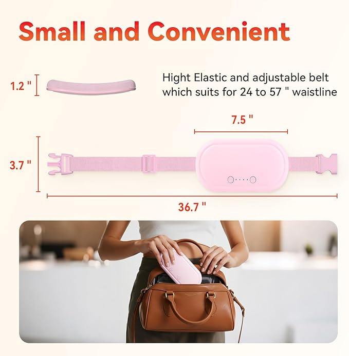 Portable Electric Heating Pad for Period Cramps,Menstrual Heating Pads with 4 Heat Levels and 4 Vibrating Modes for Women Stomach Pain Relief - Pink