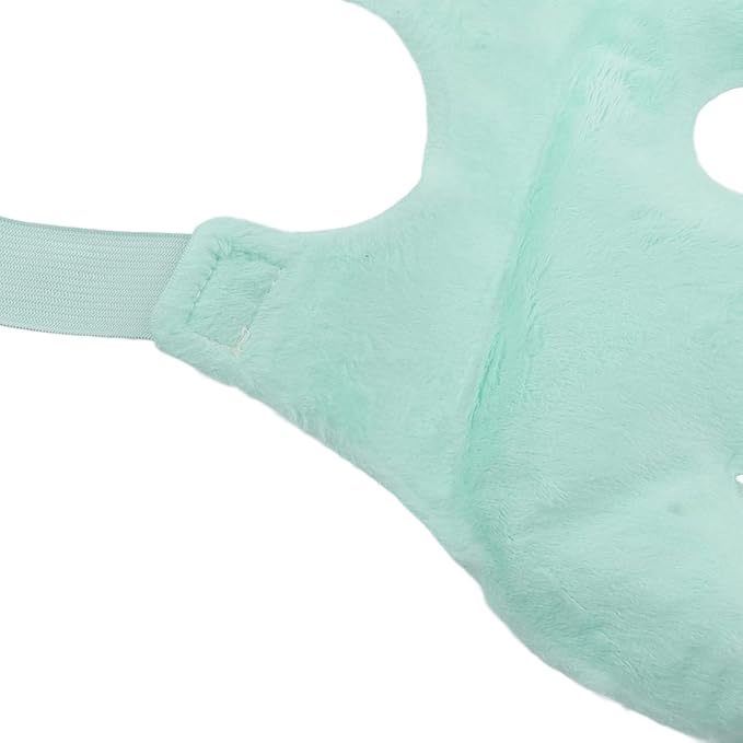 Cooling Green Ice Face & Eye Mask Combo Pack – Reusable Hot & Cold Gel Pack with Soft Plush Backing for Puffiness, Dark Circles, Sinus Pressure & Relaxation