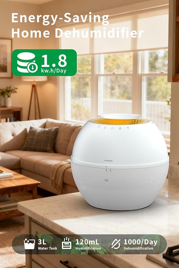 HD021 Dual 2 in 1 Dehumidifier & Humidifier Combo Small Dehumidifiers with Drain Hose 101oz Water Tank Compact Portable Air Purifier Smart Dehumidifier Auto Steam Humidifiers for Bedroom Home
