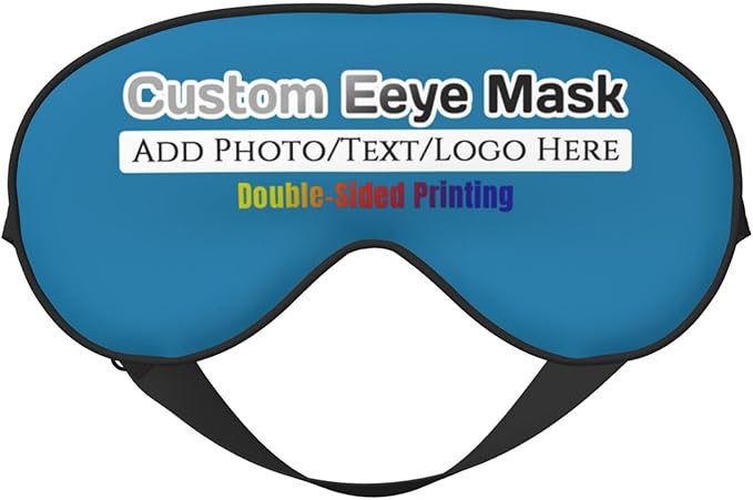 Personalized Eye Masks,Customized Sleep Blindfold Eye Mask,Custom Blackout Eye Cover with Adjustable Strap for Travel and Nap Sapphire Blue
