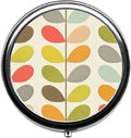 Multi Stem Orla Kiely Folio Custom Fashion Pill Box/Pill Case-Round Pill Box/Case- Three-Compartment Pill Box/Pill Case …