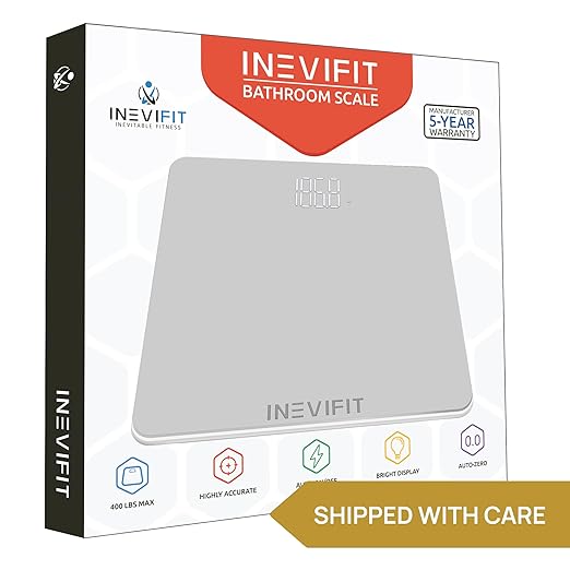 INEVIFIT Bathroom Scale, Highly Accurate Digital Bathroom Body Scale, Precisely Measures Weight up to 400 lbs