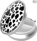 Pill Box, 3 Compartment Portable Travel Medicine Box with Mirror, Compact and Cute, Fits in Purse and Pocket, Medicine and Vitamin Organizer (Cow)