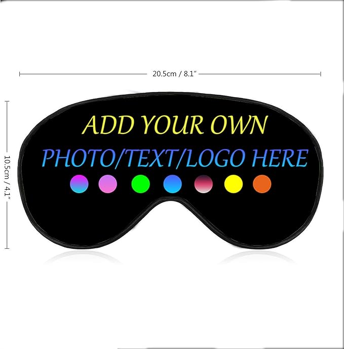 Personalized Eye Mask, Custom Eyeshade Blindfold Add Your Design Image Text Customized Eye Cover with Adjustable Strap for Sleeping Travel Work Naps Blocks Light, Black