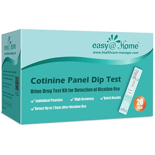 Easy@Home Nicotine Urine Test Strips Sensitive Rapid Testing Kit Detection 200 ng/mL #ECOT-114 (Pack of 20)