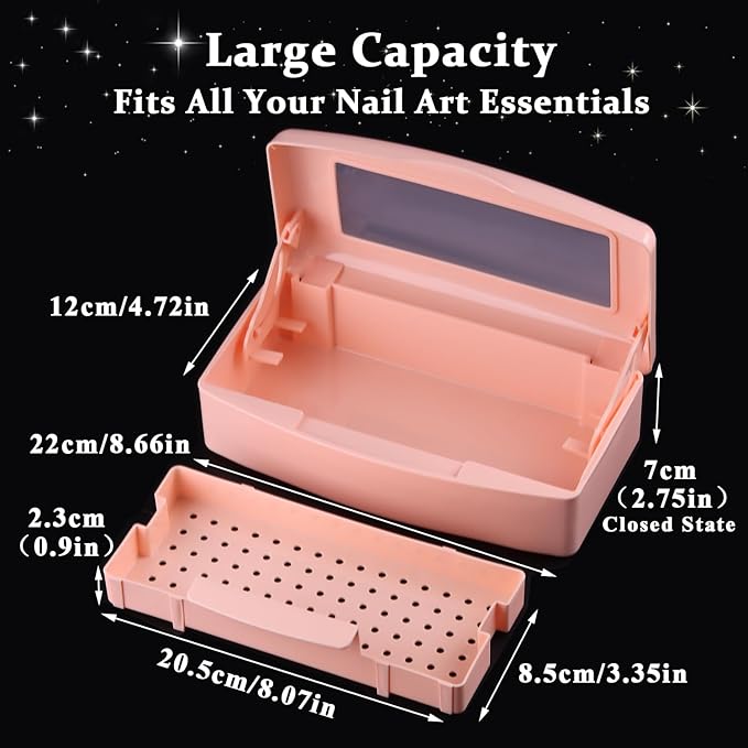 Nail Tool Sterilizer Box Plastic Disinfectant Container for Nail Art Accessories Tools, Sterilizer Soaking Box with Strainer Pedicure Manicure Cleaning Equipment, Orange