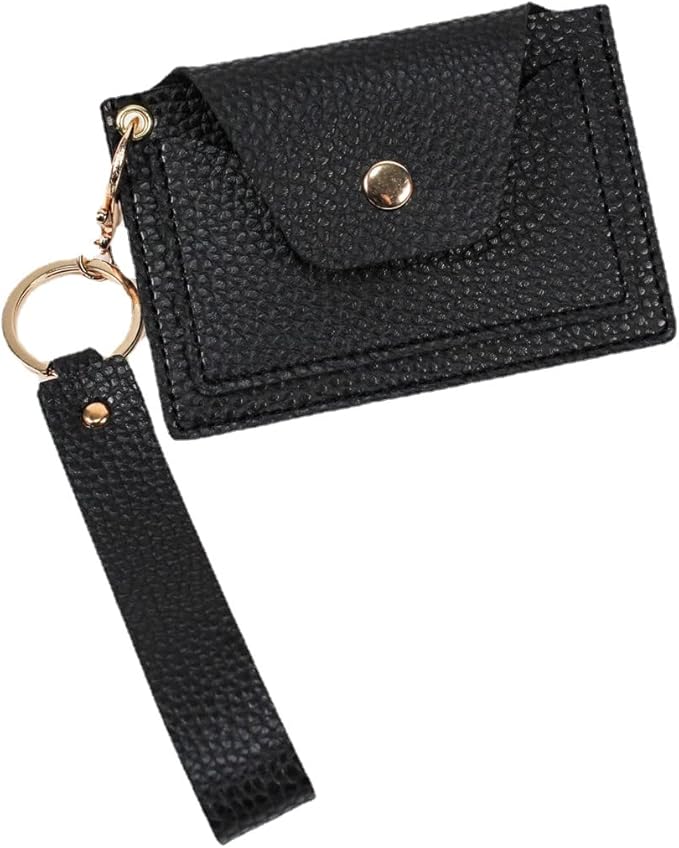 Birth Control Pill Case Medicine Holder Daily PU Leather Removable Wristlet Strap (Black)