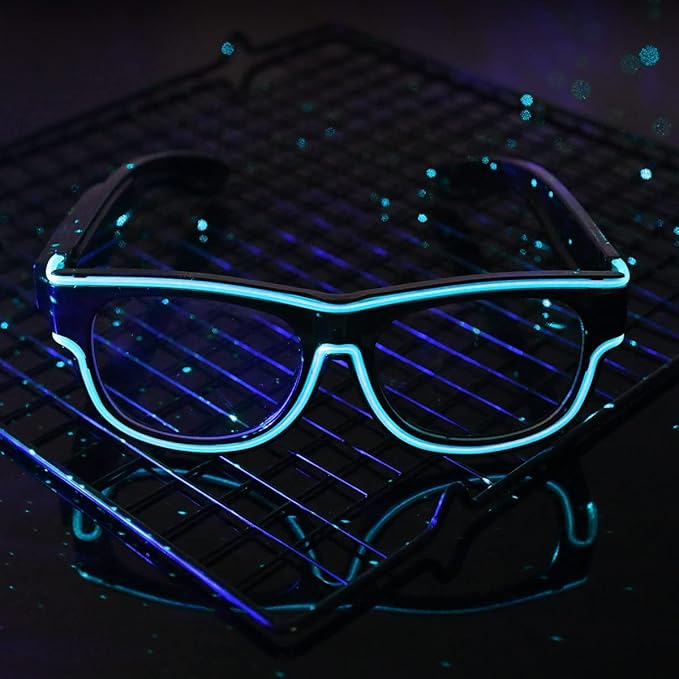 Ainiv Wireless Light Up Glasses 3 Modes LED Luminous Glasses Glow in the Dark for Parties, DJ, EDM, Halloween, Christmas