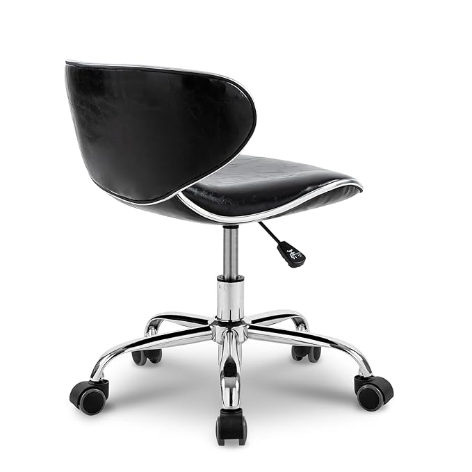 Paddie Pedicure Stools for Nail Tech Set of 2, Salon Spa Stool Back Support Short Height Adjustable Hydraulic Swivel Chair, Perfect for Massage/Tattoo/Esthetician/Shop, Black