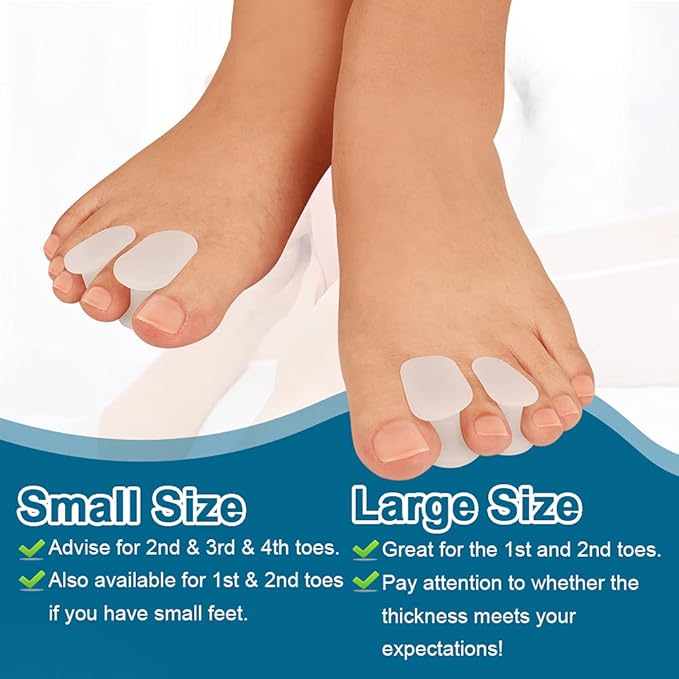 Povihome 16 Pack Toe Spacers Separators(1/2''+3/10''Thick), Bunion Corrector Gel Orthotics for Bunion, Overlapping Toes -(4 Pack of Large Size+12 Pack of Small)